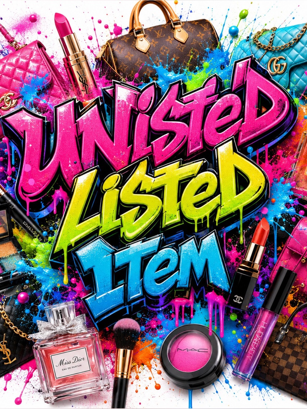 Live show only Unlisted Item Graffiti Art Party Backdrop - Pink, Yellow, Blue